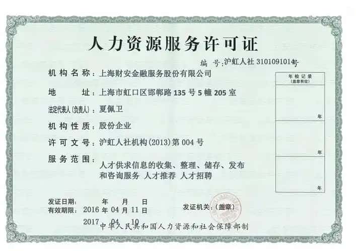 人力资源服务许可证